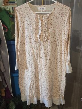 Cream Floral Ruffle Nightgown 100% Cotton